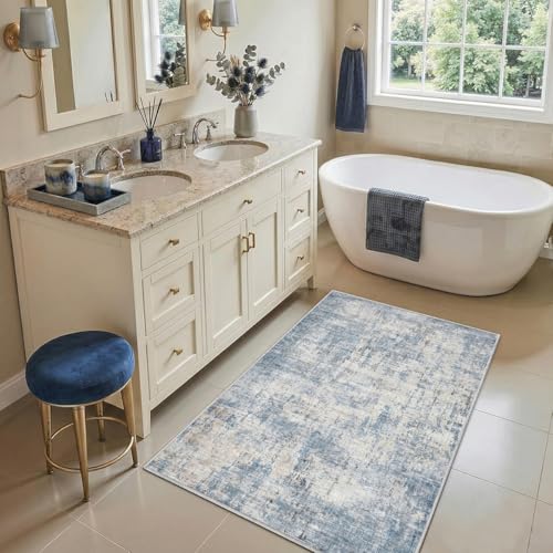 2x3 Area Rug Washable Abstract: Non Slip Throw Rugs for Entryway