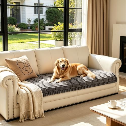 SUBRTEX Couch Cover for Dogs, Non-Slip Sofa Mat Washable, Thick Sofa Slipcover Cushion Protector Pet-Friendly (Gray, 27.6"x82.7")
