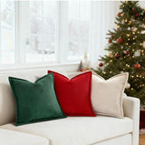 Mecatny Corduroy Throw Pillow Covers 20x20 Set of 2 Christmas Red