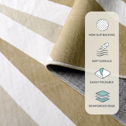Lahome Khaki Rainbow Sun Washable Area Rug 9x12 for Living Room