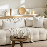 MIULEE Textured Boucle Lumbar Pillow Cover for Bed 16x24 White