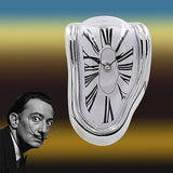 Melting Clock, Salvador Dali Watch Melted Clock for Decorative Home Office Shelf Desk Table Funny Creative Gift, Rome Silver