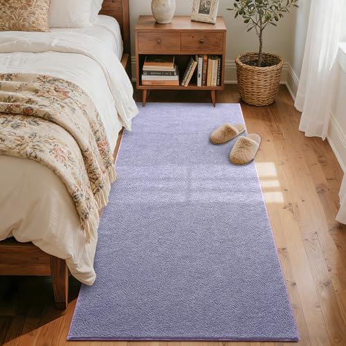 2x8 Purple/White Runner Rug Non-Slip Washable for Hallway Kitchen Bedroom
