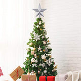 FEPITO Glitter Star Mini Christmas Tree Topper Shatter-Proof Small Christmas Tree Decoration Treetop for Holiday Ornament or Home Décor (Silver, 4.3 inches)