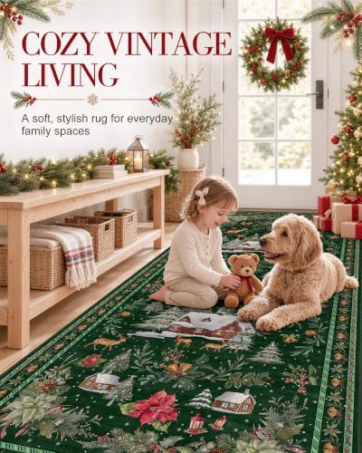 OLANLY 2x8 Christmas Runner Rug, Soft Non Slip Carpet for Hallway Kitchen