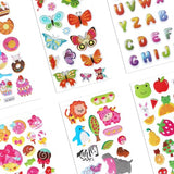 20 Sheets of 3D Stickers for Kids & Toddlers, Multiple Designs Self-Adhesive Puffy Stickers Includes Animals Numbers Letters Fruits for Scrapbooking Journal Water Bottle DIY Craft (Girl Style)