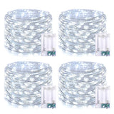 JMEXSUSS 4 Pack 50 LED Fairy Lights Battery Operated, 16.1ft White Fairy Lights for Bedroom, Silver Wire Twinkle String Lights Indoor for Party Wedding Birthday Decorations