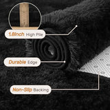 5x7 Black Area Rugs for Living Room, Large Fluffy Shag Bedroom Rugs Non-Slip, Ultra Soft Plush Carpet for Nursery Kids PlayRoom Dorm Office Indoor Modern Carpets