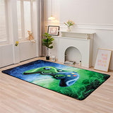 Meeting Story Gamer Gaming Area Rug Tie Dye Lightnings Gamepad Rug Games Console Action Buttons Print Carpet Indoor Floor Sofa Rugs for Kids Bedroom Living Room Game Room Decor(Blue-Green,5 * 8 Feet)