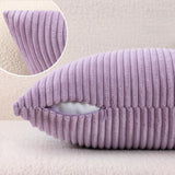 Mecatny Corduroy Decorative Throw Pillow Covers 16x16 Set of 2 Lilac