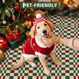 GarveeHome 3x5 Christmas Area Rug Checkered Bordered Throw Rug