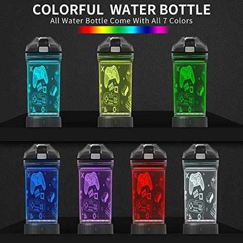 Lightzz Kids Water Bottle with 3D Glowing Game Console LED Light, 3D Glowing Unicorn Illusion LED Light - Tritan BPA Free - Travel Cup Gift for Back to School Girl Boy Child Holiday Camping Picnic