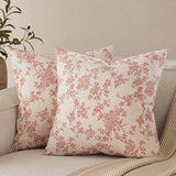 2 Pack French Floral Throw Pillow Covers 20x20in, Red/Cream