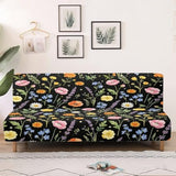 GLENLCWE Black Wildflowers Print Armless Futon Cover Stretch Elastic Bottom Non-Armrest Couch Slipcover Durable Furniture Protector Colorfiul Floral Style for Living Room