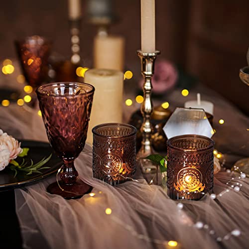 24 Pcs Amber Votive Tealight Candle Holders, Fall Christmas Decorations