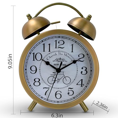 Maxspace Twin Bell Alarm Clock, 6-Inch Dual Alarm Clock Loud for Heavy Sleepers, Small Desk Clock for Bedside Table, Battery Operated (Shatong - Arabic)