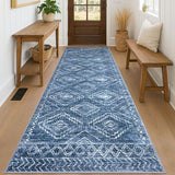 Washable Runner Rug 3x8 ft Runners for Hallway, Stonewashed Blue
