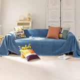 VClife Boho Couch Cover, Dog Sofa Cover for 1 Cushion Couch, Blue,71"X91" | Premium Thick Chenille, Multi-Use Furniture Cover, Compatible with Armchair, Loveseat, Standard, L-Shape & Sectional Sofa