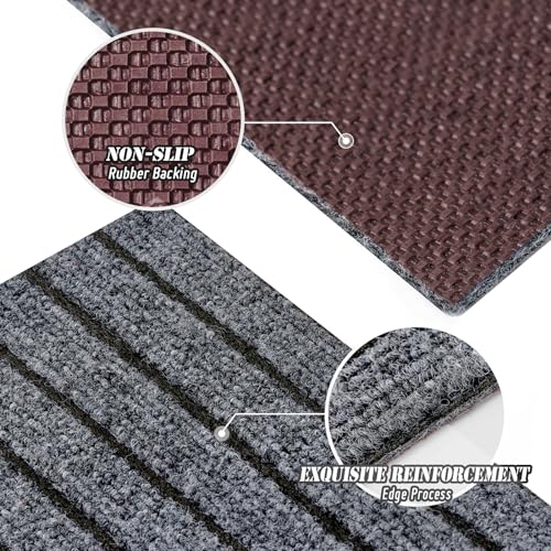 ANTPOP 2FT x 6FT Non Slip Runner Rug - Waterproof Washable Outdoor Runner Rug for Hallway, Patio, Laundry Room, Custom Length Carpet Runner for RV, Entryway, Indoor Outdoor, Stripe Gray