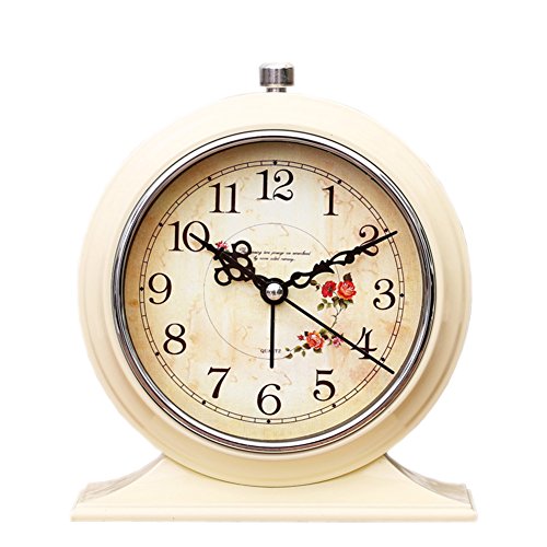Creative Mute Alarm Clock Student Children Bedroom Bedside Luminous Clock-Beige (Style E)