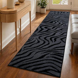 Zebra Hallway Runner Rugs 2x8: Grey Washable Bathroom Rug