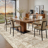 Madane 8x10 Area Rugs for Living Room, Machine Washable Vintage Neutral Rug with Non-Slip Backing, Soft Large Throw Rug, Thin Carpet for Bedroom Dining Room Farmhouse (8 x 10, Beige/Brown)