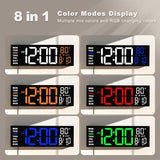 JALL 16" Large Digital Wall Clock with Remote, Big LED for Seniors, Auto Dimming, 8 RGB Colors, Night Light, Count Down Timer, Alarm, DST, Temperature for Living Room, Back to School Classroom
