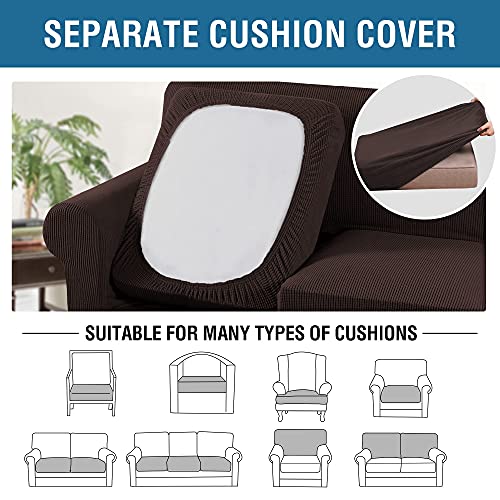 H.VERSAILTEX 4 Piece Stretch Sofa Covers for 3 Cushion Couch Bundles Armless Futon Cover, Chocolate