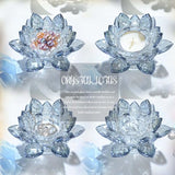Crystal Lotus Flower Tealight Candle Holders/Glass Tea Light Candlestick Decor Decoration for Christmas Home Wedding Party… (Blue 1pc)