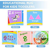 ABC Round Kids Rug for Playroom, 4x4 ft Alphabet Small Classroom Rug, Educational Kids Play Mat With Number Shape Season, Learning Area Rug for Nursery Bedroom Kidsroom, Colorful Non-Slip Washable