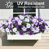 Geegoods Artificial Flowers Plants for Outdoors, 4 Bundles UV Resistant Fake Faux Petunias for Outdoor Planters Patio Front Porch Balcony Garden Decor