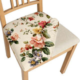 BVBOX Seat Covers Set of 4 for Dining Room Chairs Stretch Retro Flowers Style Dining Chair Covers Washable Removable Cushion Slipcovers Seat Protector (Spring Garden Floral, Set of 4)