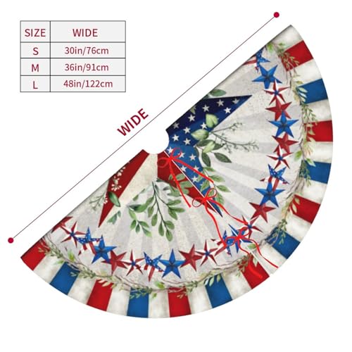 Patriotics 4th of July Tree Skirt Skirt Memorial Day Stars and Stripes Christmas Tree Skirts Veterans Day Xmas Tree Mat Christmas Tree Ornaments Decoration 30"