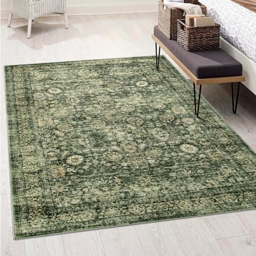 3x5 Area Rugs for Entryway, Washable Bedroom Rug, Grayish Green