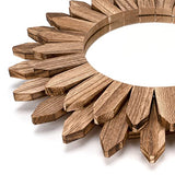 Honiway Wall Mirror Decorative 12 inch Rustic Wood Mirror Sunburst Boho Mirror for Entryway Bedroom Living Room Bathroom House Warming Gifts New Home Essential Carbonized Black