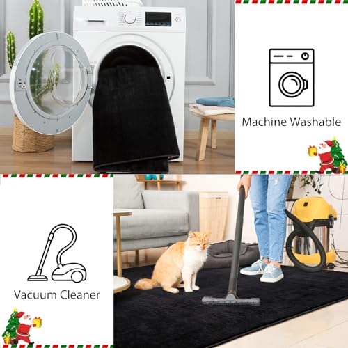 Przemy Washable Black Rugs for Bedroom Living Room, 4x6 Feet Super Soft Memory Foam Rug, Modern Indoor Carpet for Kids Boys Girls Room Dorm Bedside Nursery Decor Mat