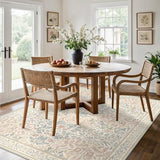 5x7 Washable Area Rug for Living Room, Vintage Floral, Sage Beige