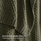 EVERGRACEHOME Chunky Chenille Knit Throw Blanket for Couch, Soft Luxurious Moss Stitch Chair Blankets for Bed, Cozy Decorative Farmhouse Knitted Throws for Sofa, Olive Green, 50" x 60"
