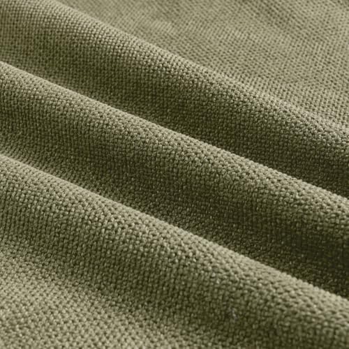 Fancy Homi Set of 2 Olive Green 16x16 Inch Soft Chenille Decorative Throw Pillow Covers with Flange Edge,Square Neutral Modern Boho Textured Cushion Case Home Decor for Couch Sofa Bed Livingroom