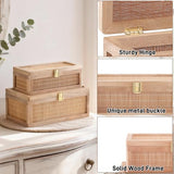 Natural Bamboo Decorative Box with Lids, Unique Decorative Boxes Set of 2, Boho Wedding Keeps – lifestyle view