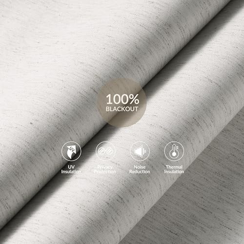 Boolegon Cordless Blackout Roller Shades for Windows, Free-Stop Linen Shades with Valance, Thermal Insulated Fabric, UV Protection Roller Blinds for Home, Office (Beige, 15" W x 48" H)