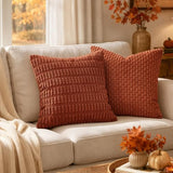 MIULEE Fall Lumbar Corduroy Decorative Throw Pillow Covers 12x20 Rust