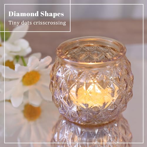 12 Pcs Gold Glass Candle Holders-Round Tea Light Holders