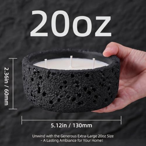Viyffo 20oz Large Scented Candle - Eucalyptus & Rosemary, 3 Wick Non Toxic Soy Candles for Women & Men, Matte Black Ceramic Jar, Luxury Home Fragrance, Elegant Room Decor & Premium Birthday Gift
