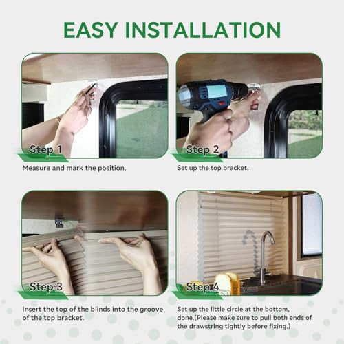 RV Blinds for Camper Windows, Camper Replacement Blinds, Privacy Protection, RV Window Shades for RV, Camper, Travel Trailer, Black (32" W x 24" L)