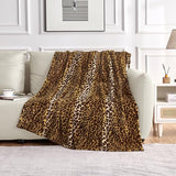 Edenleaf Leopard Print Blanket Fleece Throw for Bed Sofa Travel and Camping, Super Soft Cozy Fluffy Plush Cheetah Print Blanket for All Seasons 50"x60" (Dark Brown)
