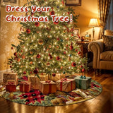 Nativity Christmas Tree Skirt 36 Inch, Christmas Skirt Tree Decoration with Buffalo Plaid Nativity, Christmas Trees Mat for Under Trees Holiday Party Indoor Decorations, Winter Gift for Women