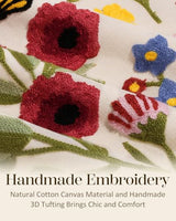 Embroidered Throw Pillow Covers 18x18 Inch, 2Pack, Retro Flower