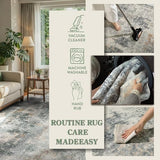 Lahome Modern Abstract Area Rug - 4x6 Grey Rugs for Bedroom Washable Dining Room Rug Living Room Mat, Non Slip Contemporary Indoor Floor Nursery Carpet for Kitchen Laundry Room Entryway