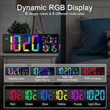 XREXS Large Digital Wall Clock with Remote Control, 17 Inch LED Large Display Count Up & Down Timer, Adjustable Brightness RGB Color Changing Clock Alarm Clock for Home, Gym, Office and Classroom